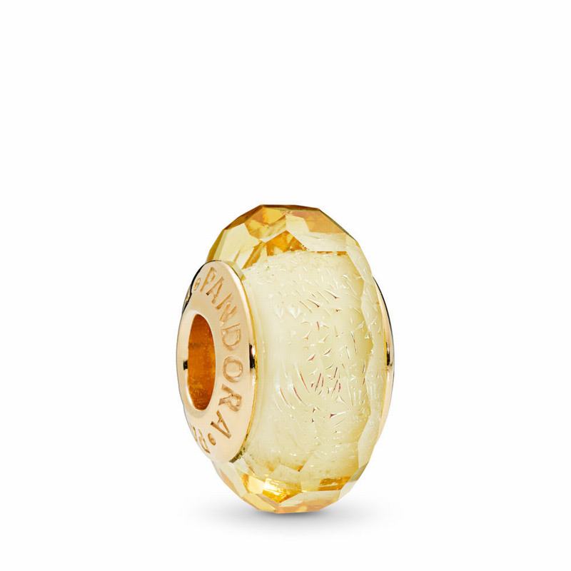 Pandora Golden Faceted Murano Glass Charm Ireland - 18ct Gold Plated/Glass/Gold - 598403WEI